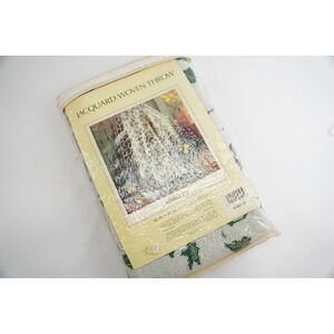 Crown Crafts Lyvely Ivy Jacquard Woven Throw Blanket 46x57 Green Cream New Old